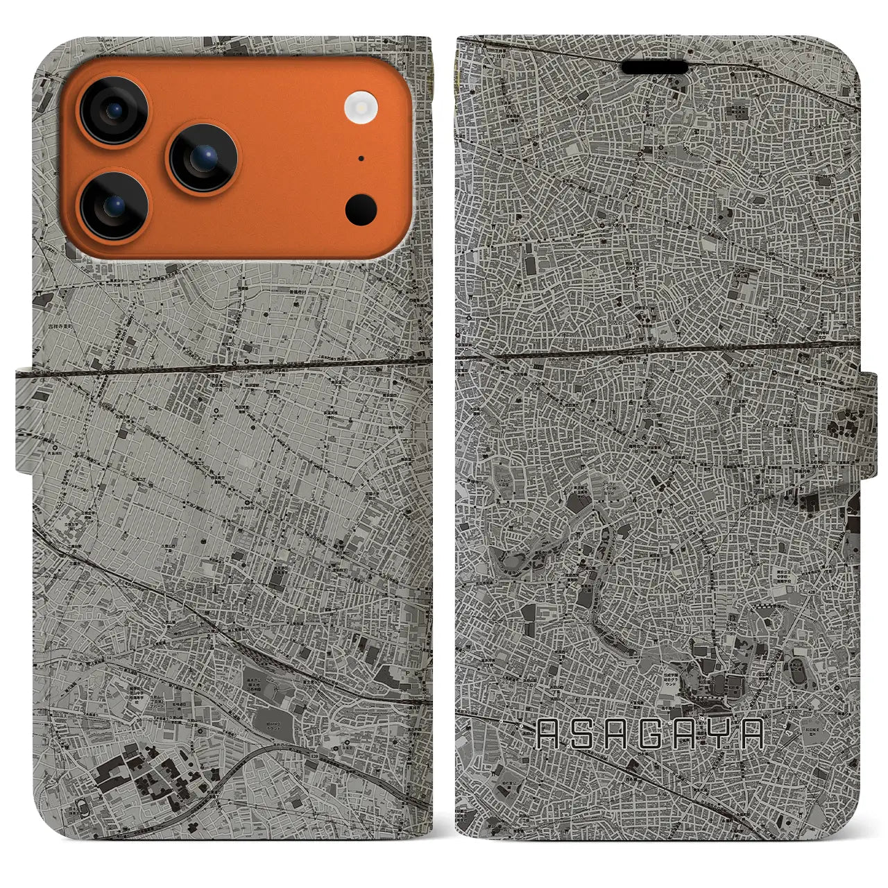 【阿佐ケ谷（東京都）】地図柄iPhoneケース（手帳タイプ）