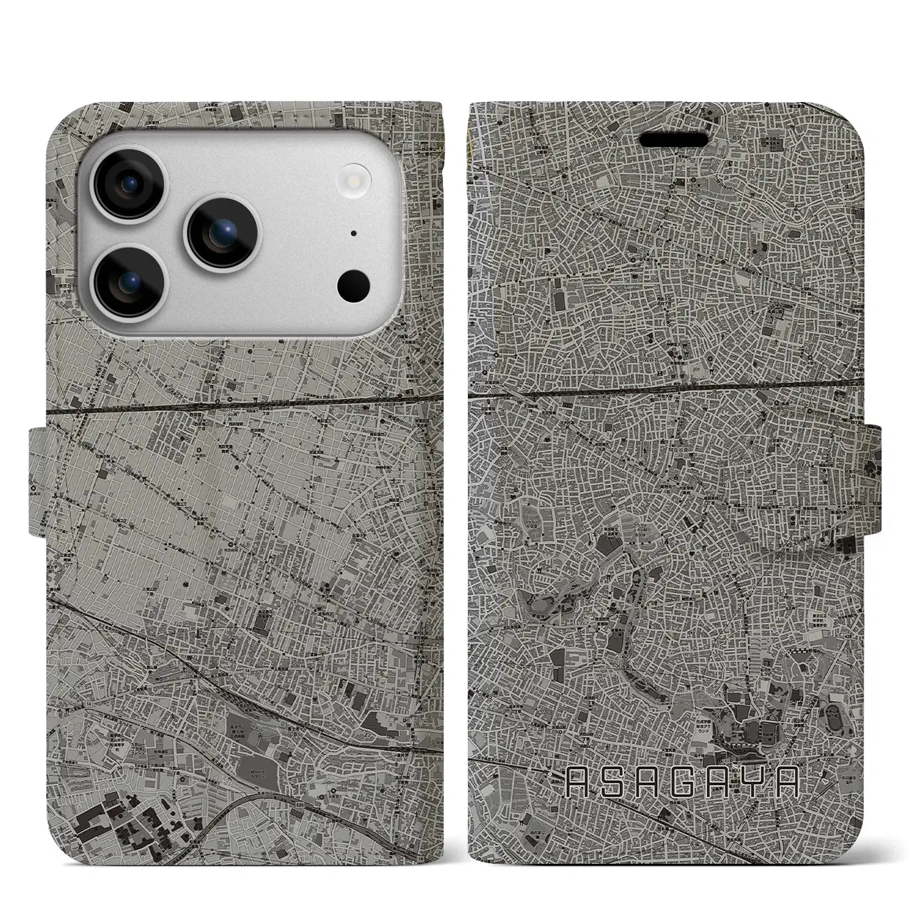 【阿佐ケ谷（東京都）】地図柄iPhoneケース（手帳タイプ）