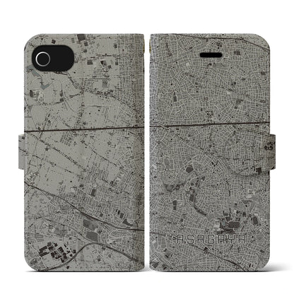 【阿佐ケ谷（東京都）】地図柄iPhoneケース（手帳タイプ）モノトーン・iPhone SE（第3 / 第2世代） / 8 / 7 / 6s / 6 用