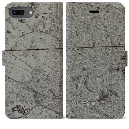 【阿佐ケ谷（東京都）】地図柄iPhoneケース（手帳タイプ）モノトーン・iPhone 8Plus /7Plus / 6sPlus / 6Plus 用