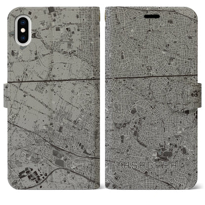 【阿佐ケ谷（東京都）】地図柄iPhoneケース（手帳タイプ）モノトーン・iPhone XS Max 用