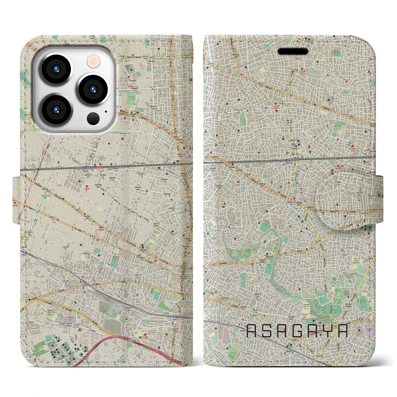 【阿佐ケ谷（東京都）】地図柄iPhoneケース（手帳タイプ）