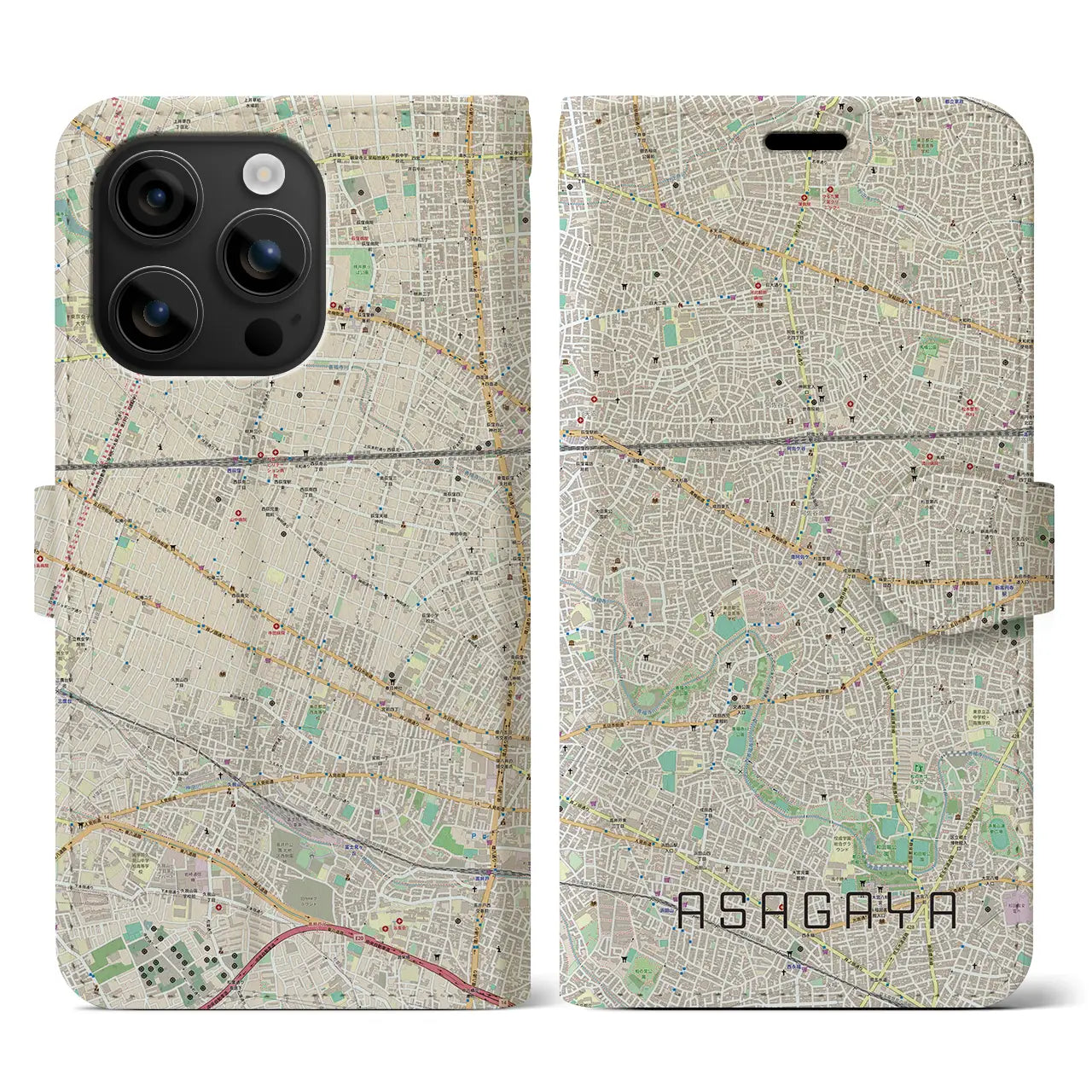 【阿佐ケ谷（東京都）】地図柄iPhoneケース（手帳タイプ）