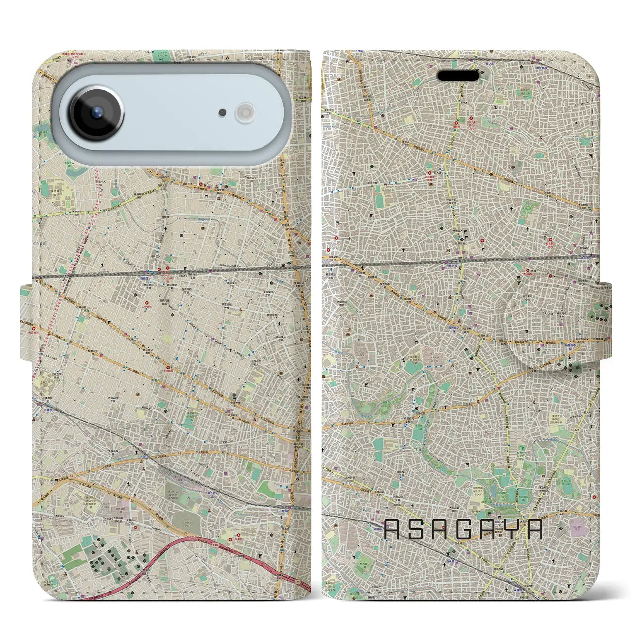 【阿佐ケ谷（東京都）】地図柄iPhoneケース（手帳タイプ）