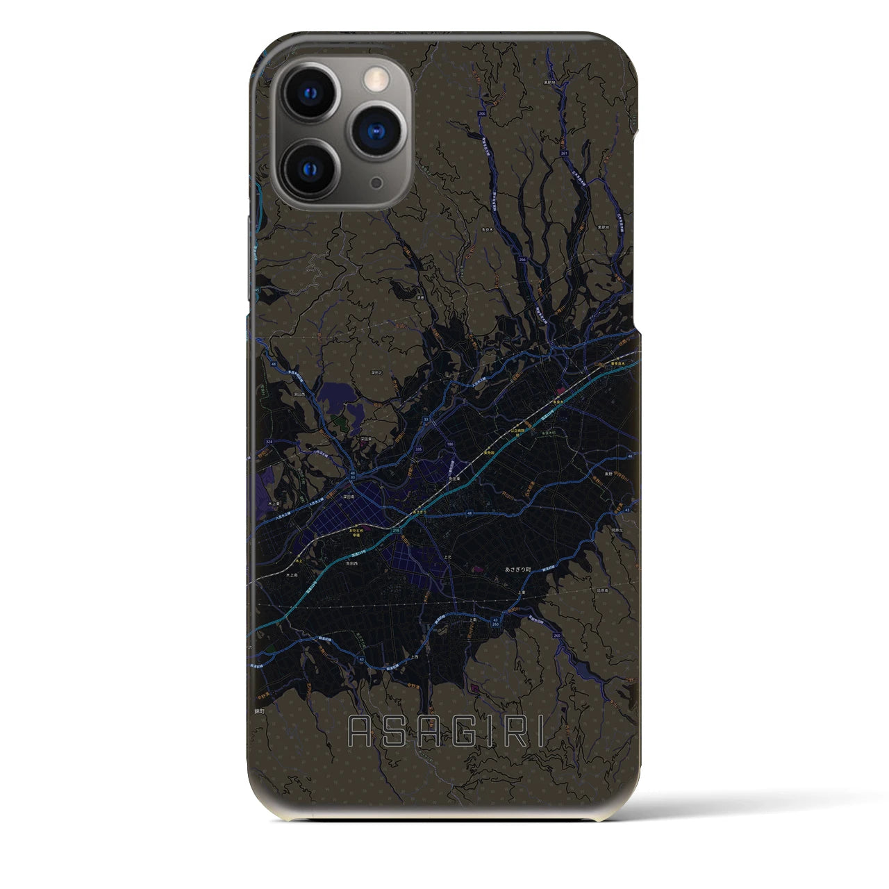 【あさぎり（熊本県）】地図柄iPhoneケース（バックカバータイプ）