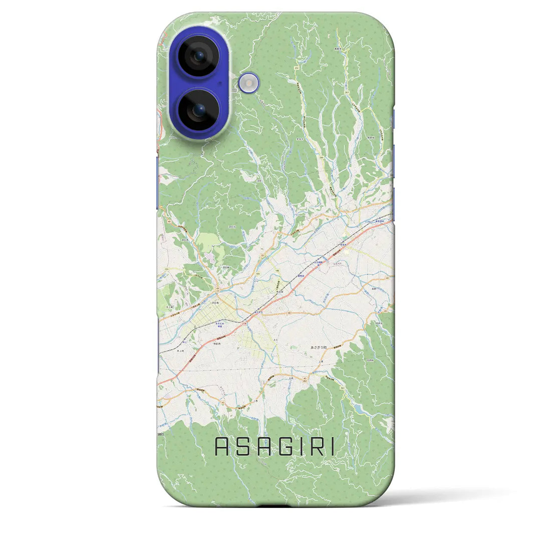 【あさぎり(熊本県)】地図柄iPhoneケース(バックカバータイプ)ブラック・iPhone 16 Pro Max 用