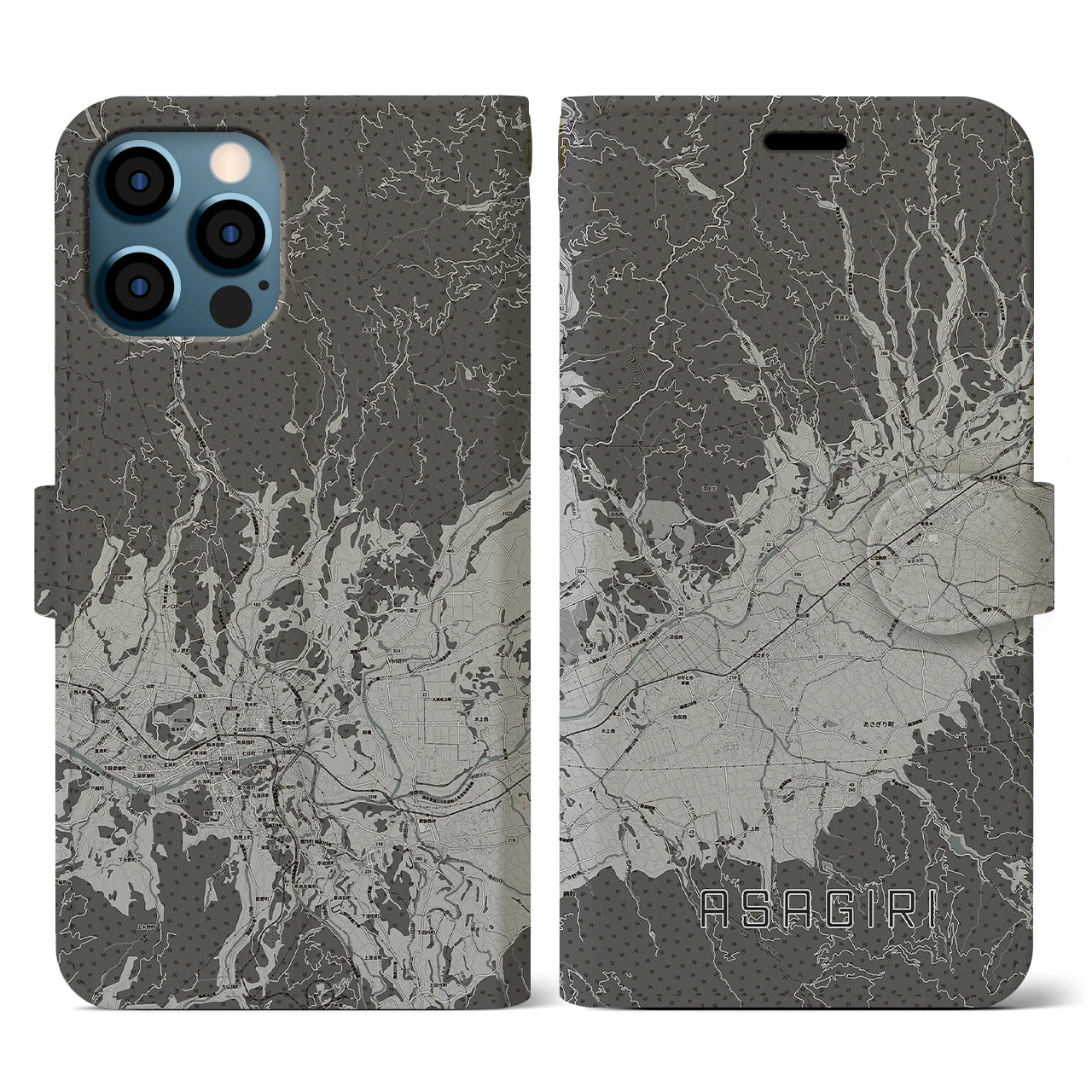 【あさぎり（熊本県）】地図柄iPhoneケース（手帳タイプ）