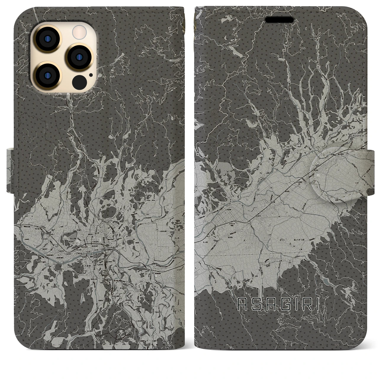 【あさぎり（熊本県）】地図柄iPhoneケース（手帳タイプ）