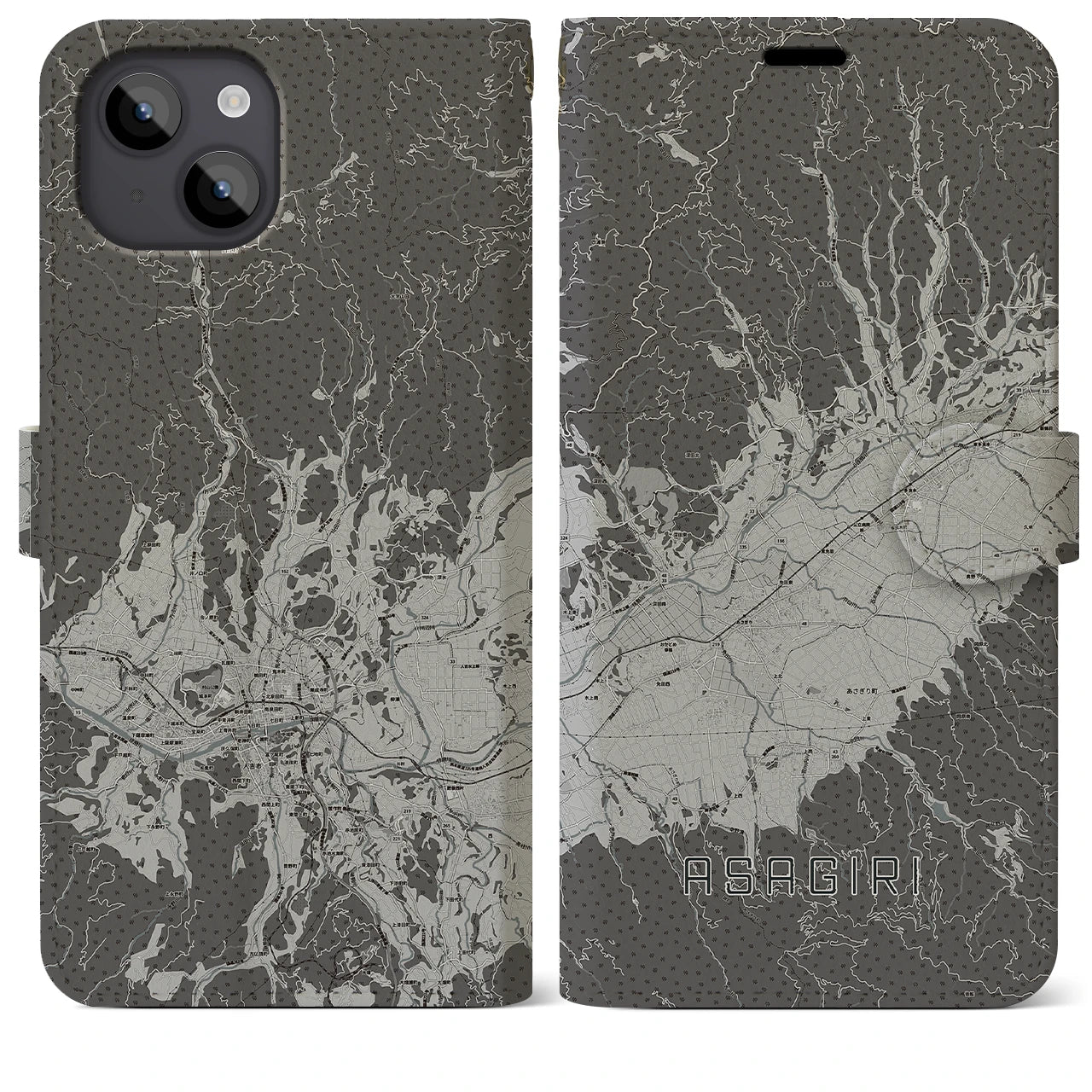 【あさぎり（熊本県）】地図柄iPhoneケース（手帳タイプ）