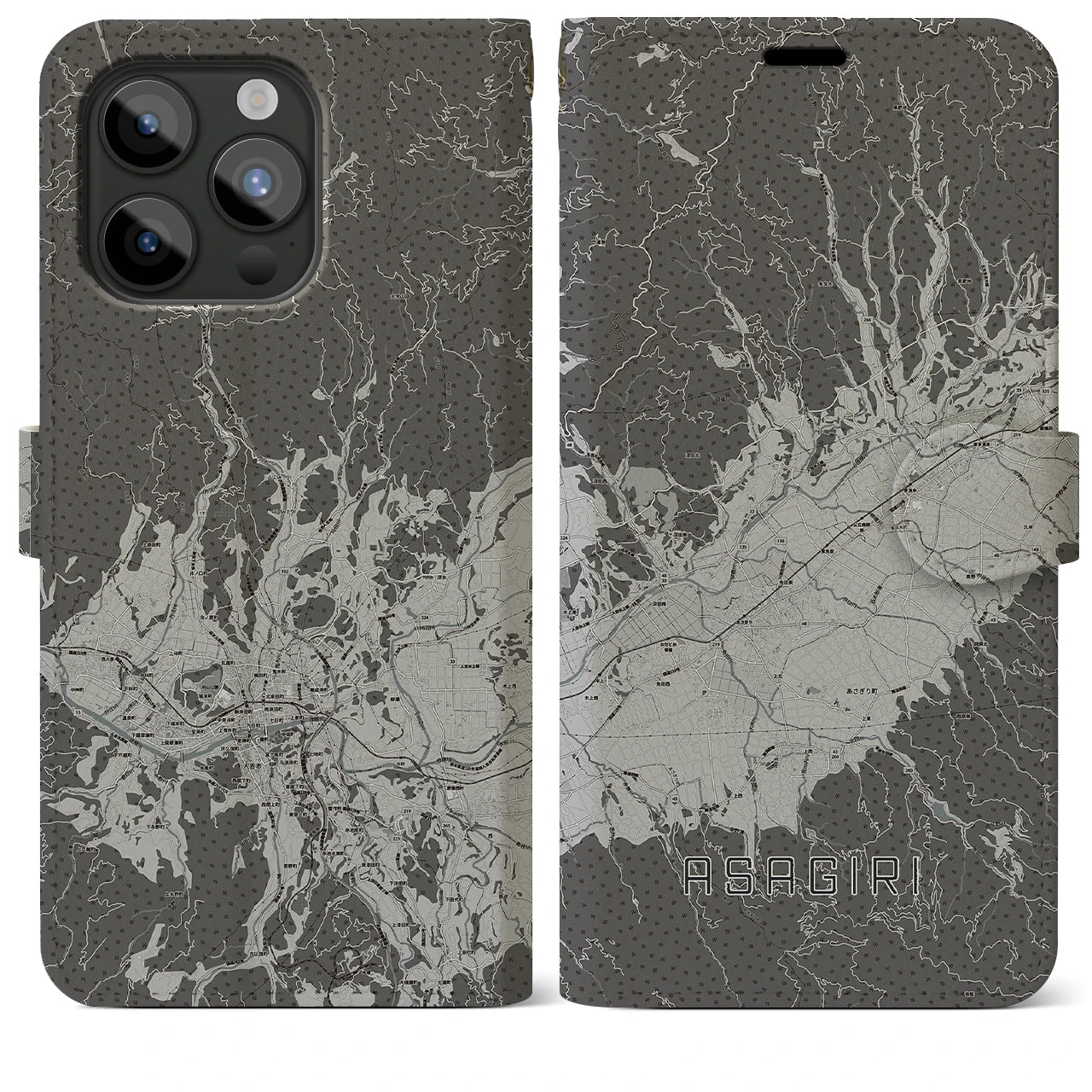 【あさぎり（熊本県）】地図柄iPhoneケース（手帳タイプ）