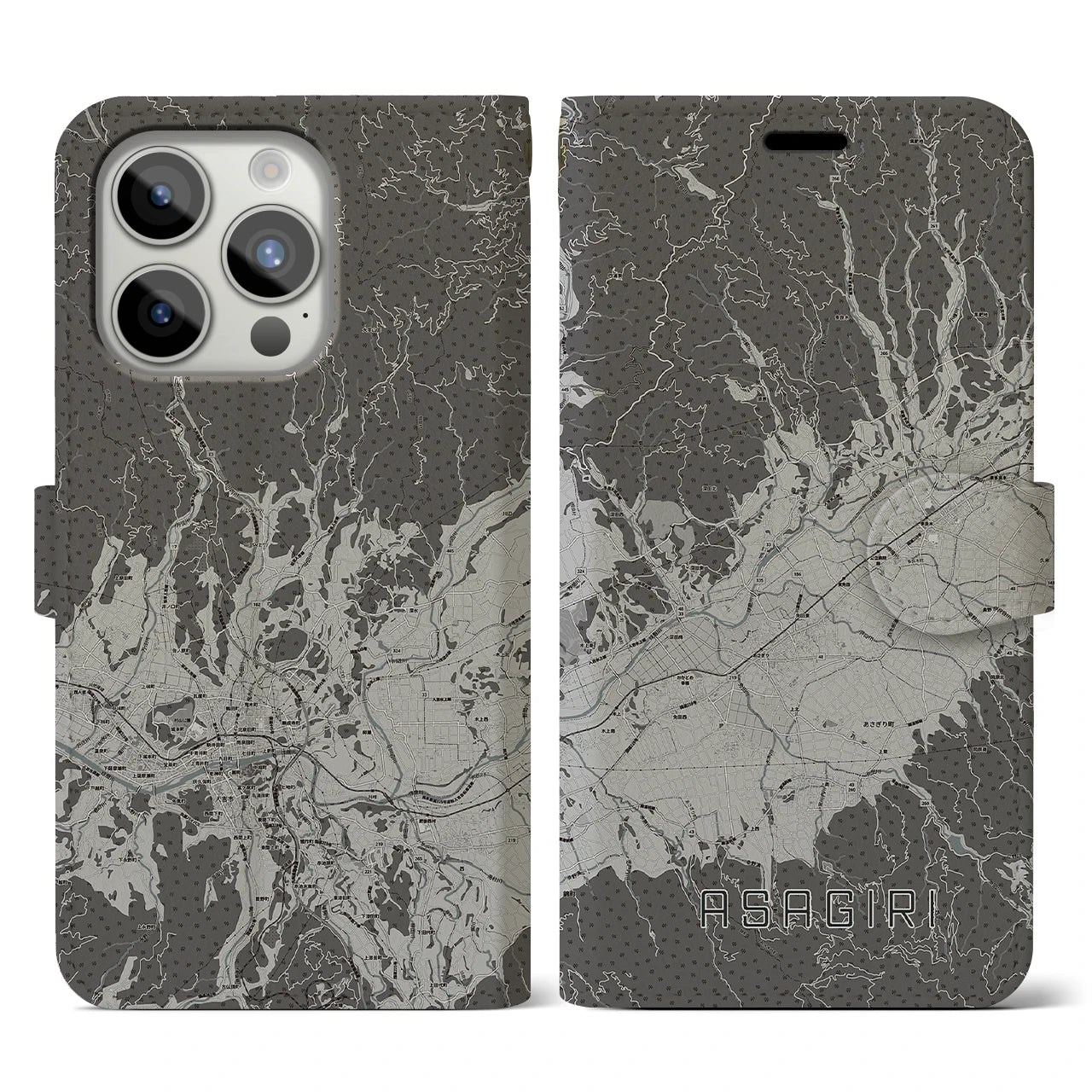 【あさぎり（熊本県）】地図柄iPhoneケース（手帳タイプ）