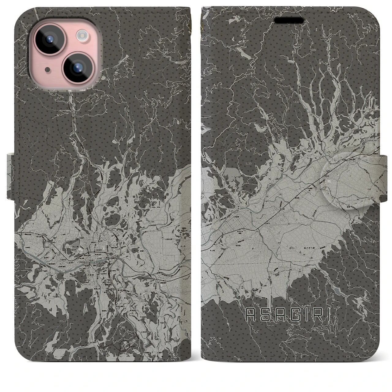 【あさぎり（熊本県）】地図柄iPhoneケース（手帳タイプ）