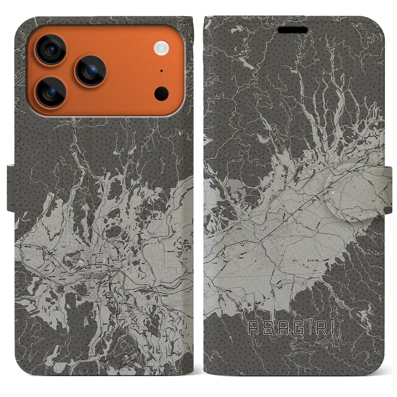 【あさぎり（熊本県）】地図柄iPhoneケース（手帳タイプ）