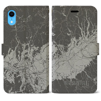 【あさぎり（熊本県）】地図柄iPhoneケース（手帳タイプ）モノトーン・iPhone XR 用