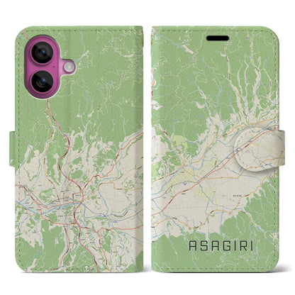【あさぎり（熊本県）】地図柄iPhoneケース（手帳タイプ）ナチュラル・iPhone 16 Pro 用