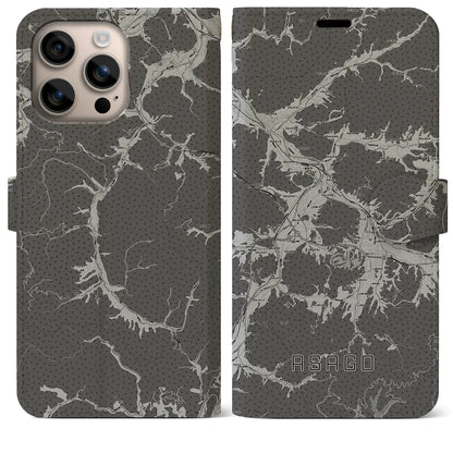 【朝来（兵庫県）】地図柄iPhoneケース（手帳タイプ）モノトーン・iPhone 16 Plus 用