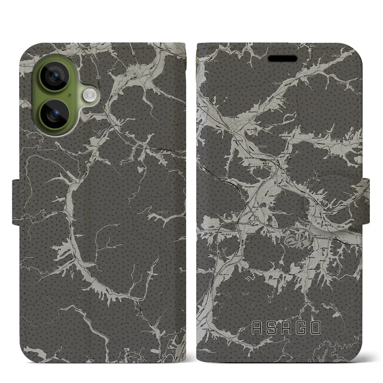 【朝来（兵庫県）】地図柄iPhoneケース（手帳タイプ）