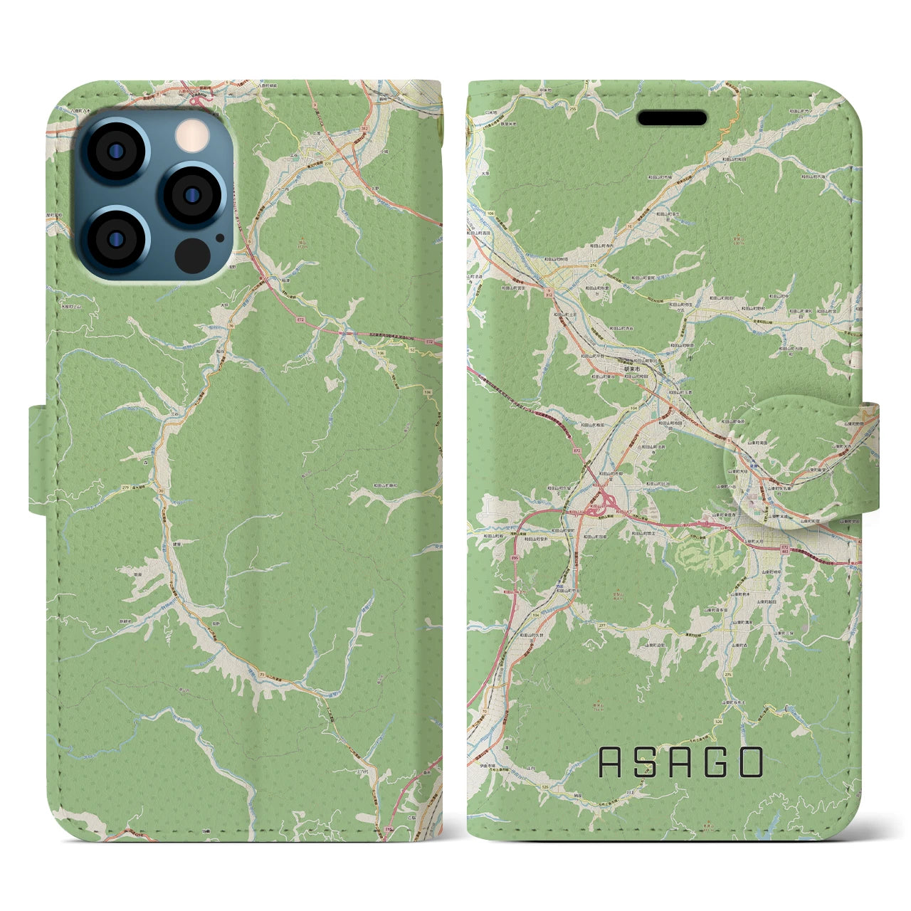 【朝来（兵庫県）】地図柄iPhoneケース（手帳タイプ）