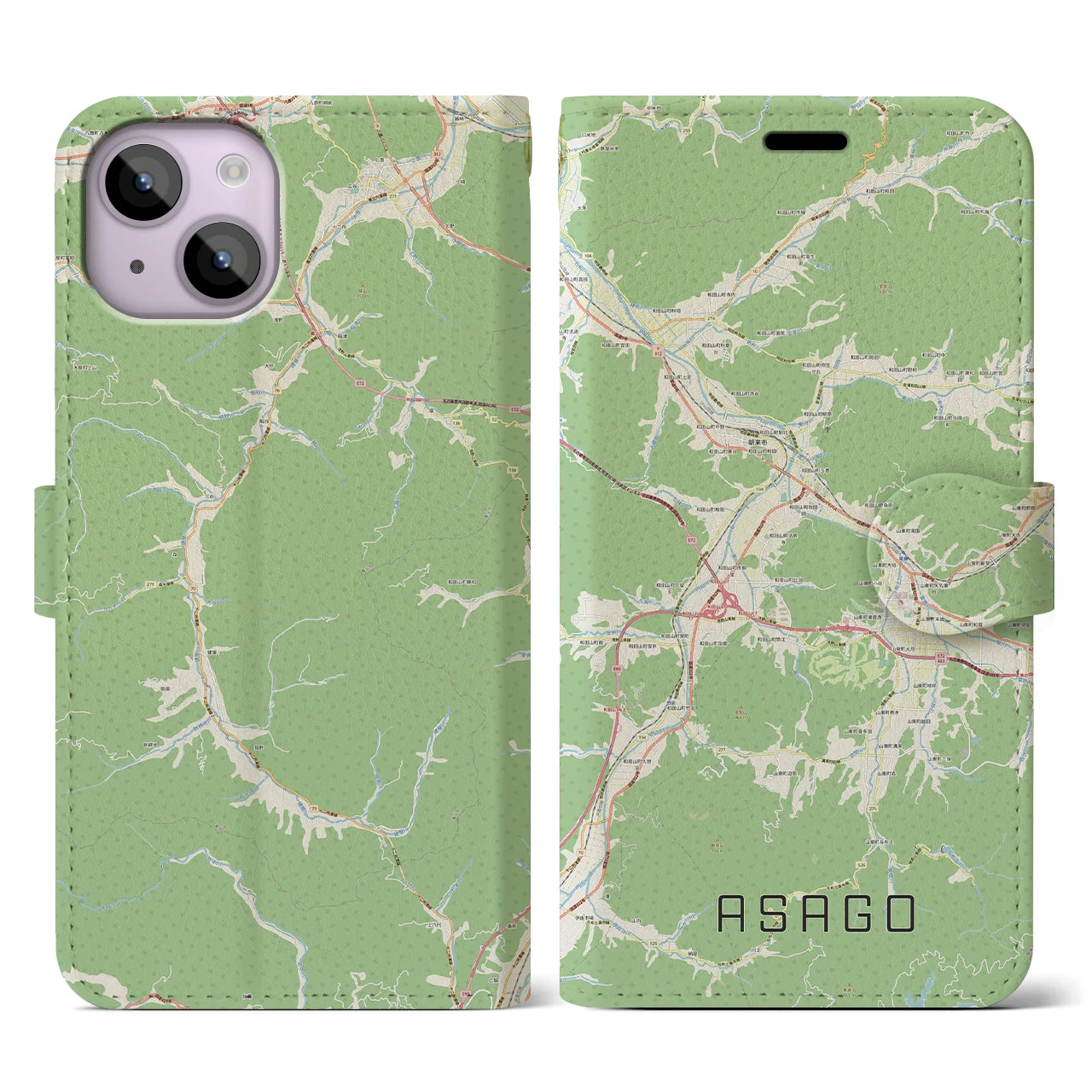 【朝来（兵庫県）】地図柄iPhoneケース（手帳タイプ）