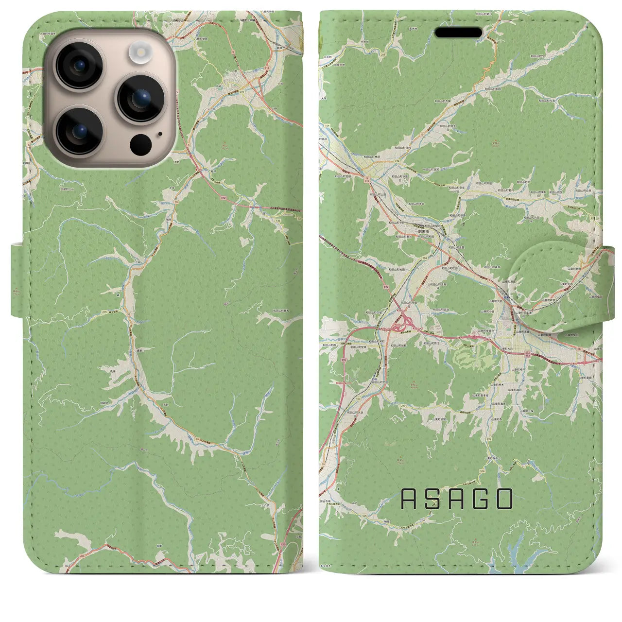 【朝来（兵庫県）】地図柄iPhoneケース（手帳タイプ）ナチュラル・iPhone 16 Plus 用