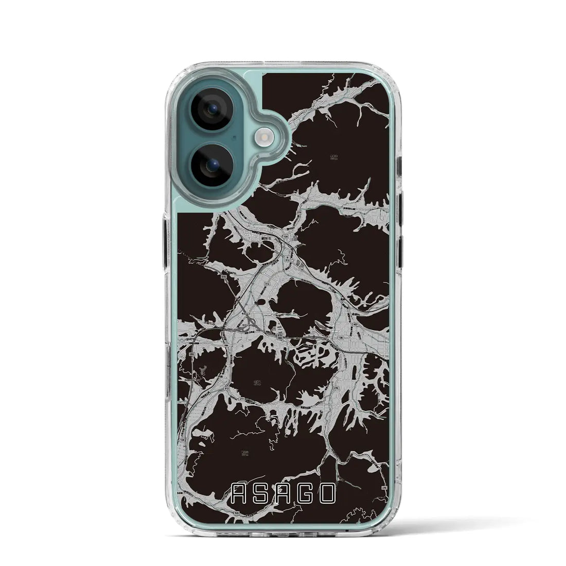【朝来（兵庫県）】地図柄iPhoneケース（MagSafeタイプ）モノトーン・iPhone 16 Pro 用