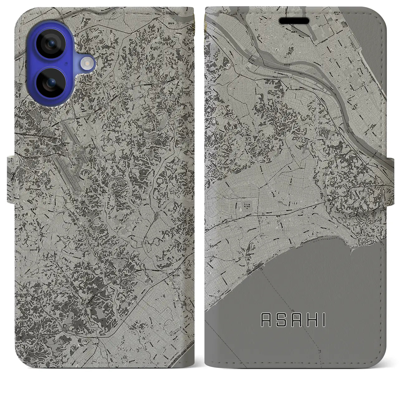 【旭（千葉県）】地図柄iPhoneケース（手帳タイプ）