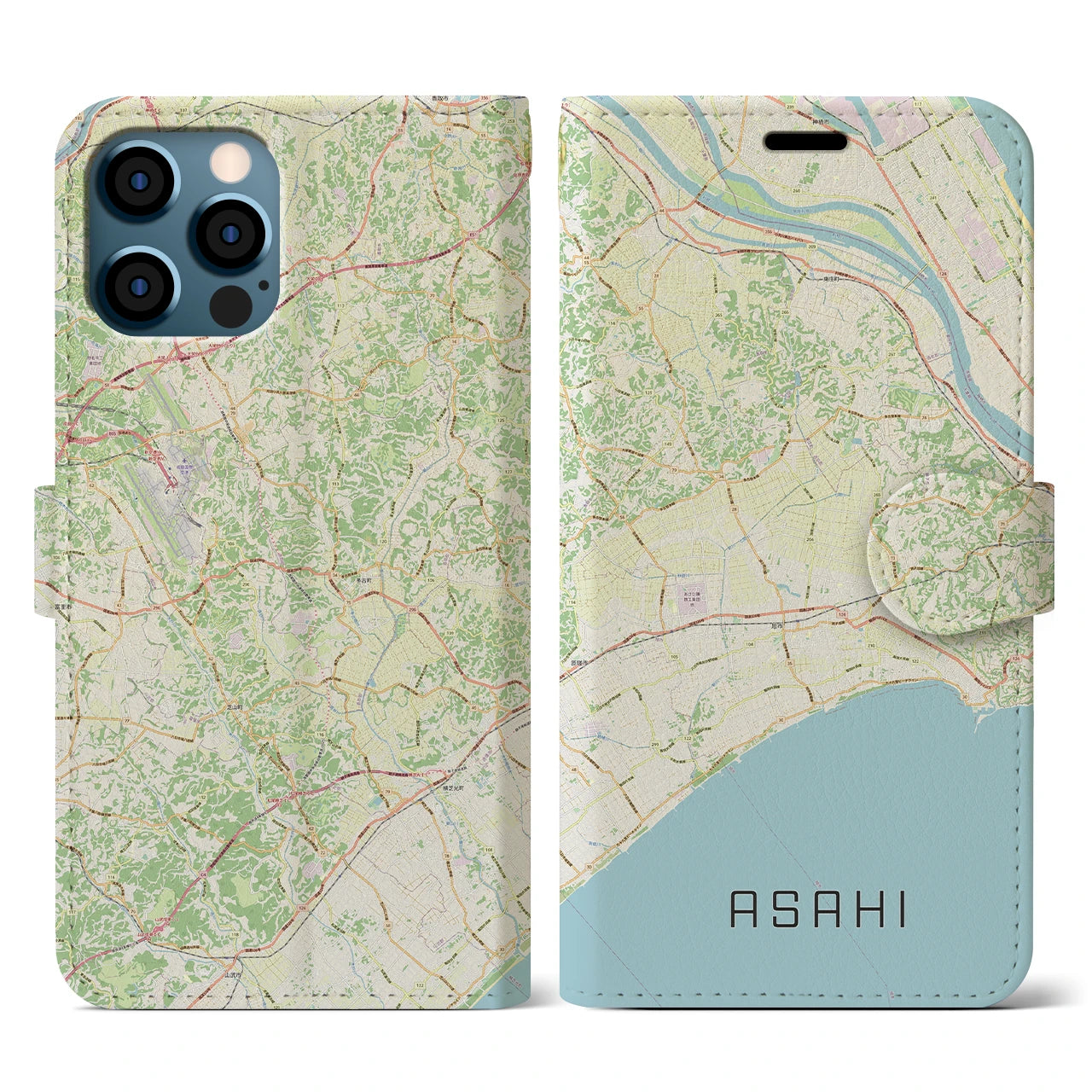【旭（千葉県）】地図柄iPhoneケース（手帳タイプ）