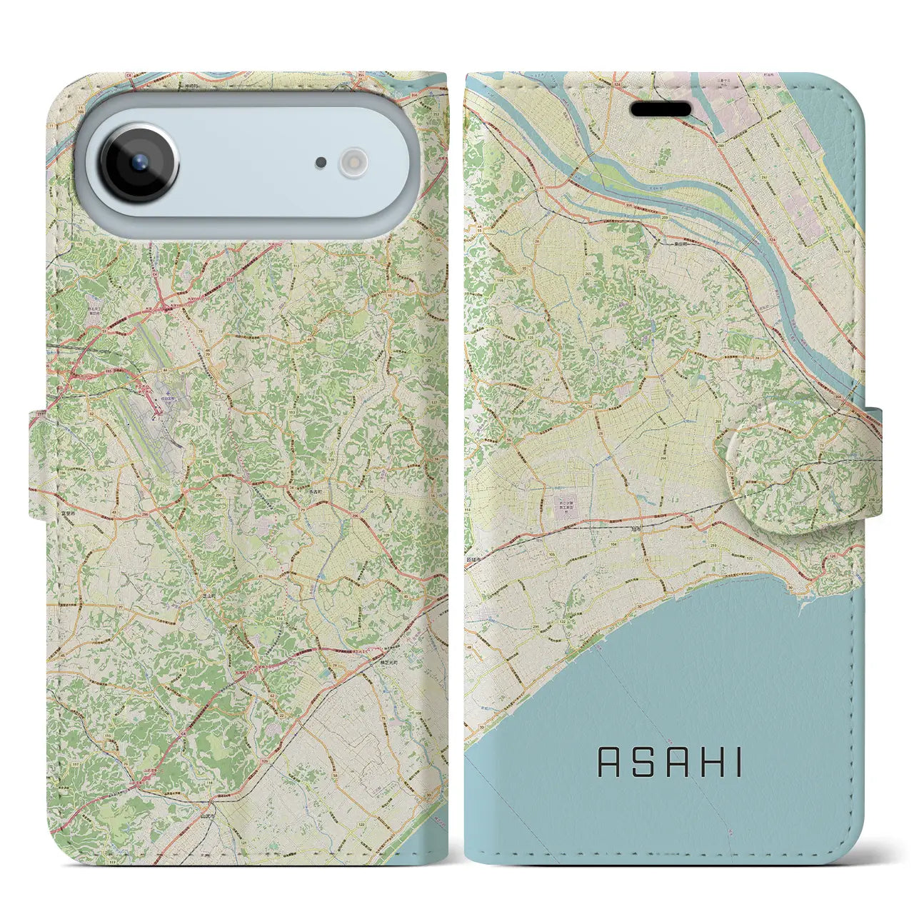 【旭（千葉県）】地図柄iPhoneケース（手帳タイプ）