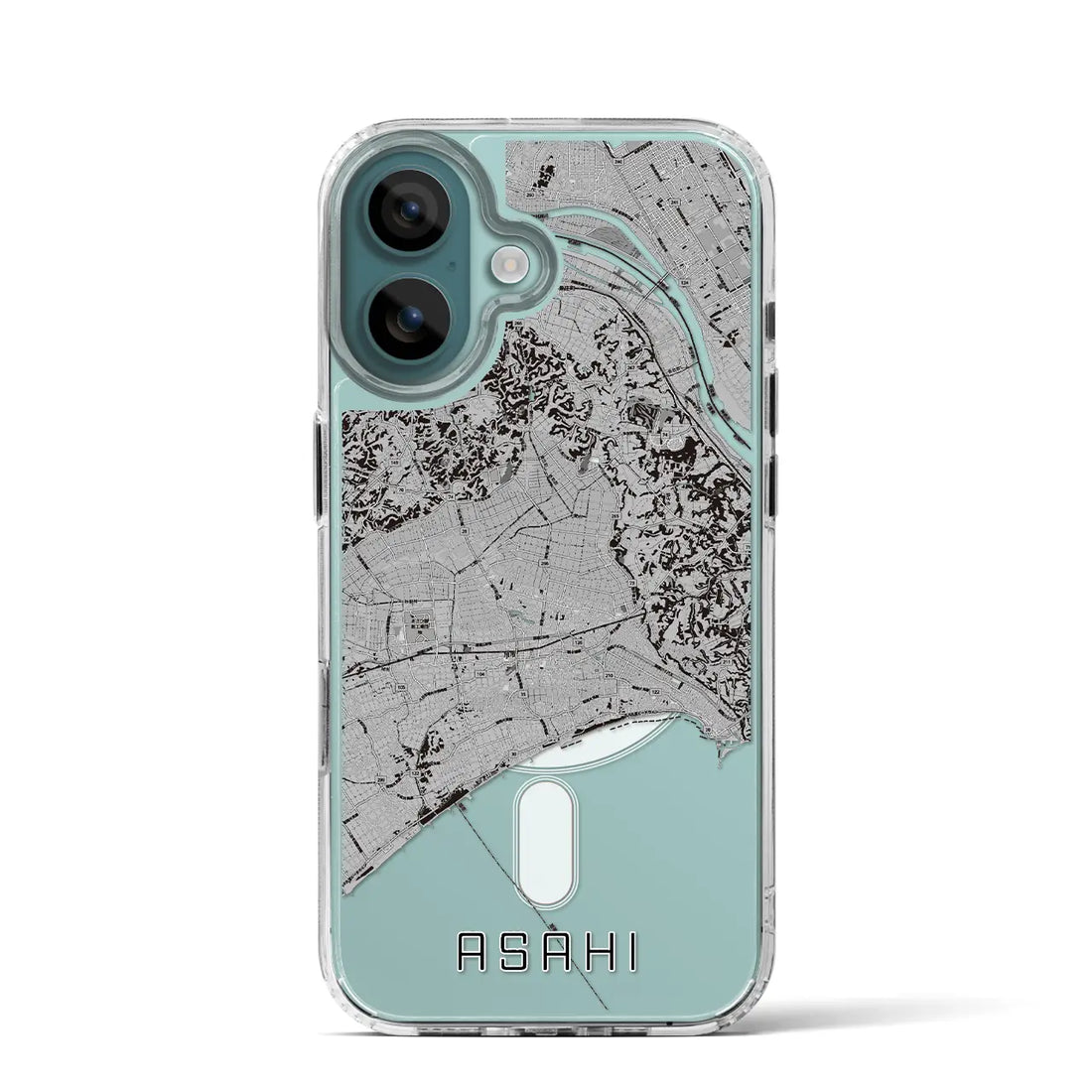 【旭（千葉県）】地図柄iPhoneケース（MagSafeタイプ）モノトーン・iPhone 16 Pro 用