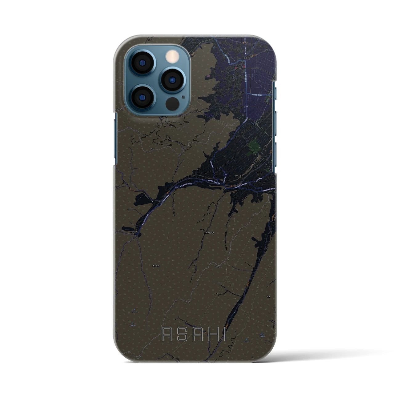 【朝日（長野県）】地図柄iPhoneケース（バックカバータイプ）