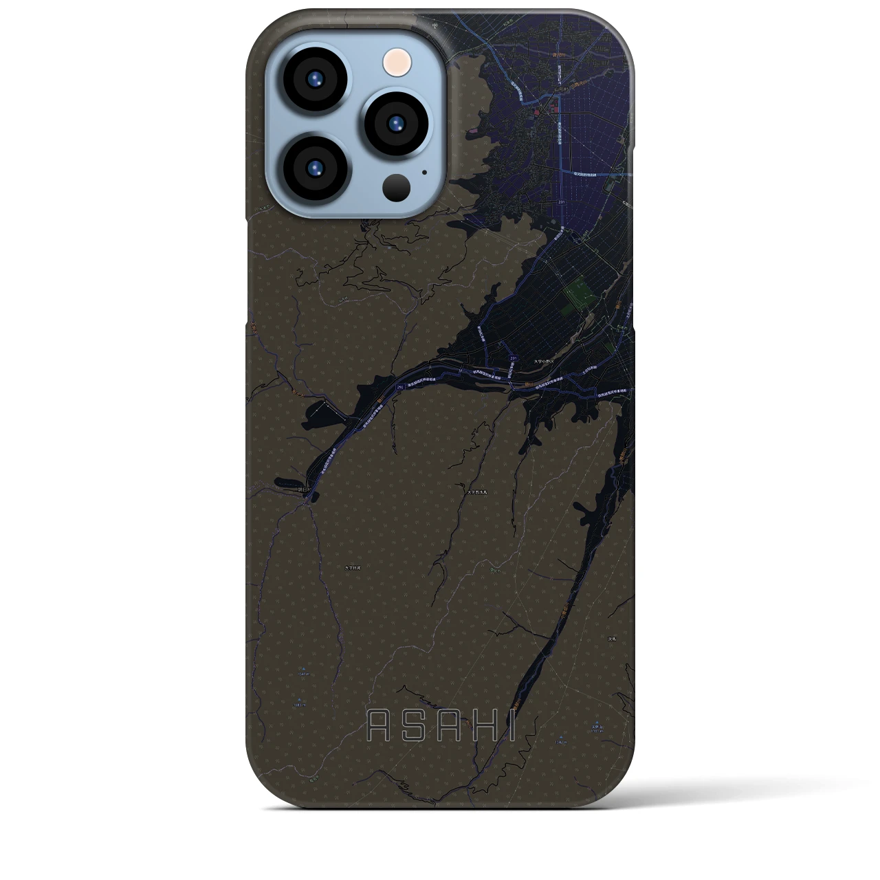 【朝日（長野県）】地図柄iPhoneケース（バックカバータイプ）