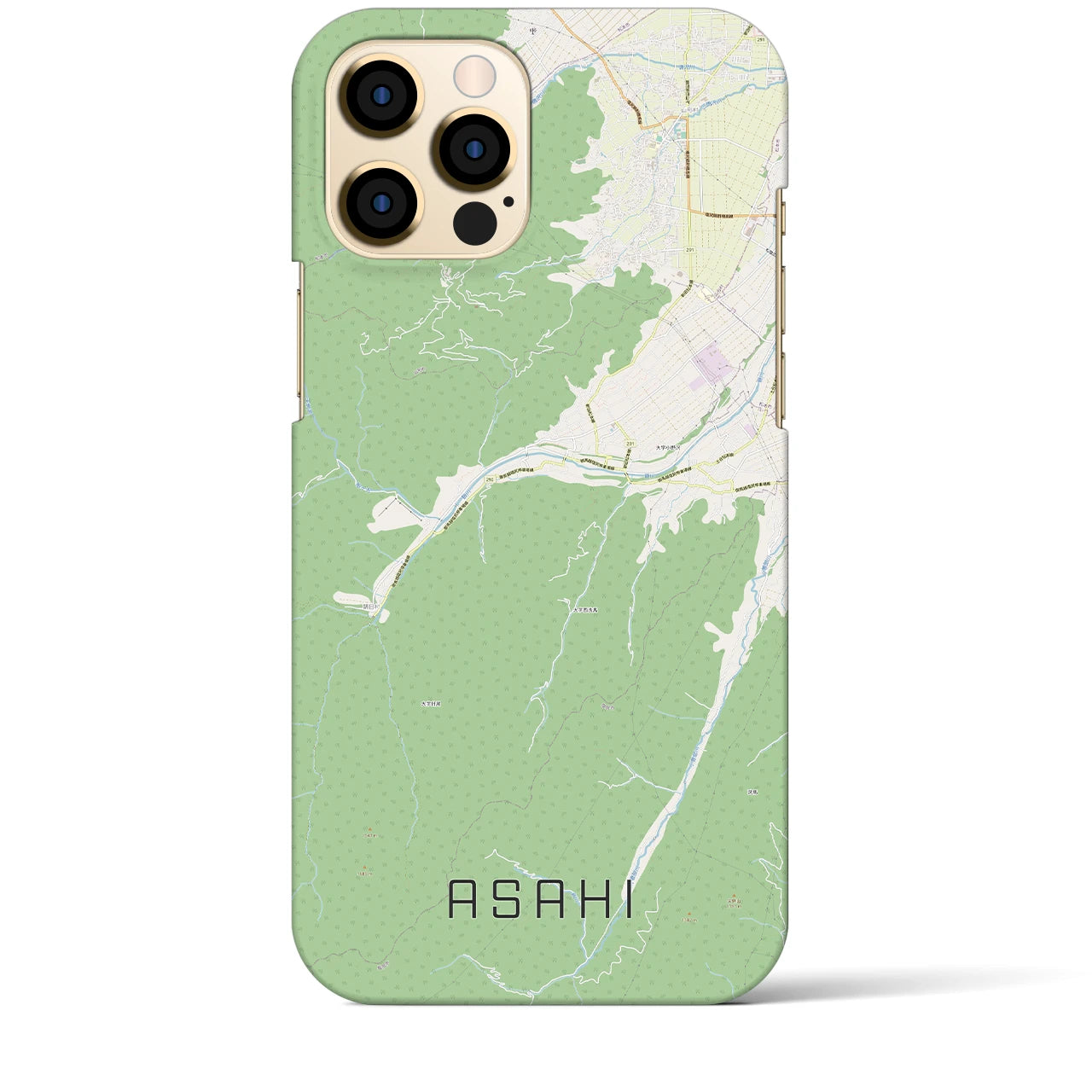 【朝日（長野県）】地図柄iPhoneケース（バックカバータイプ）