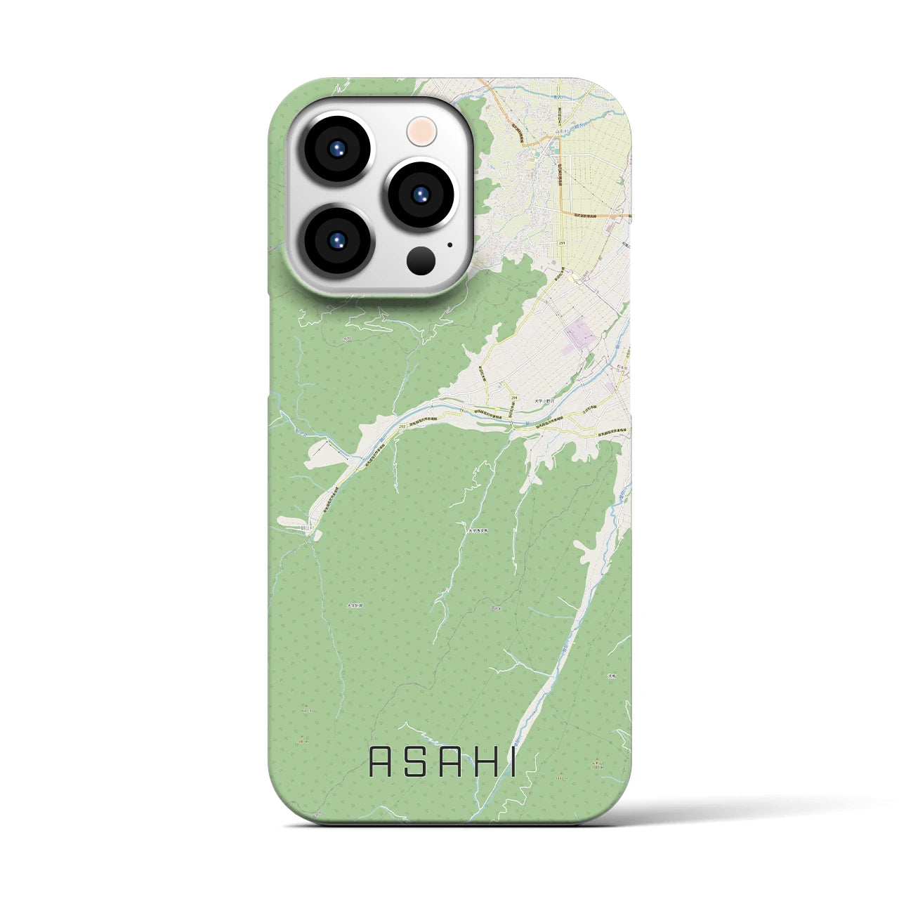 【朝日（長野県）】地図柄iPhoneケース（バックカバータイプ）