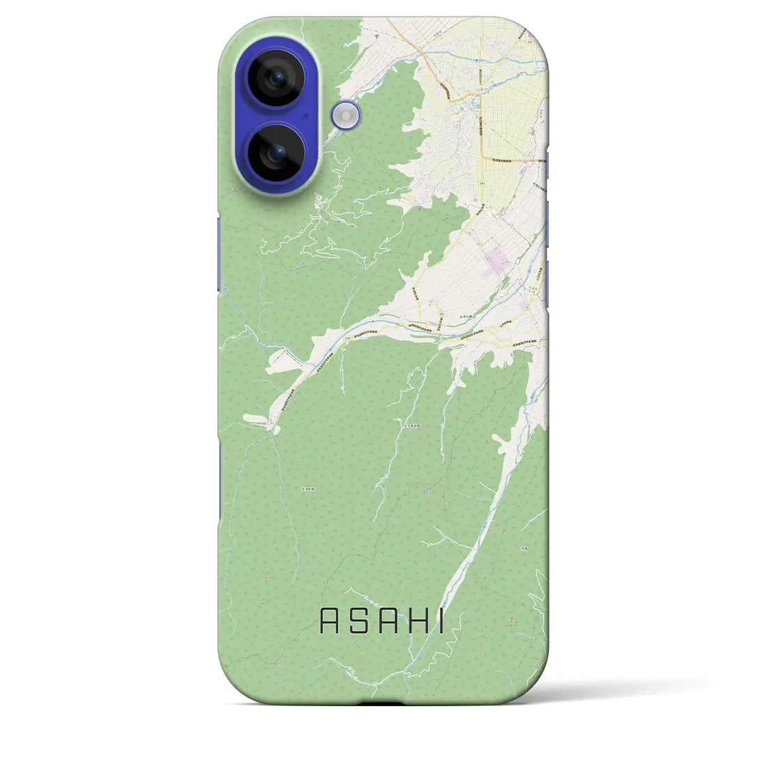 【朝日(長野県)】地図柄iPhoneケース(バックカバータイプ)ブラック・iPhone 16 Pro Max 用