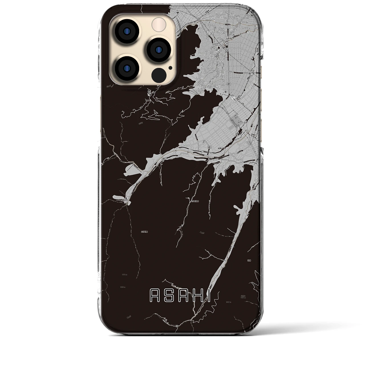 【朝日（長野県）】地図柄iPhoneケース（クリアタイプ）