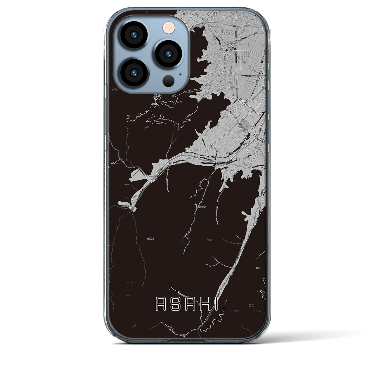 【朝日（長野県）】地図柄iPhoneケース（クリアタイプ）