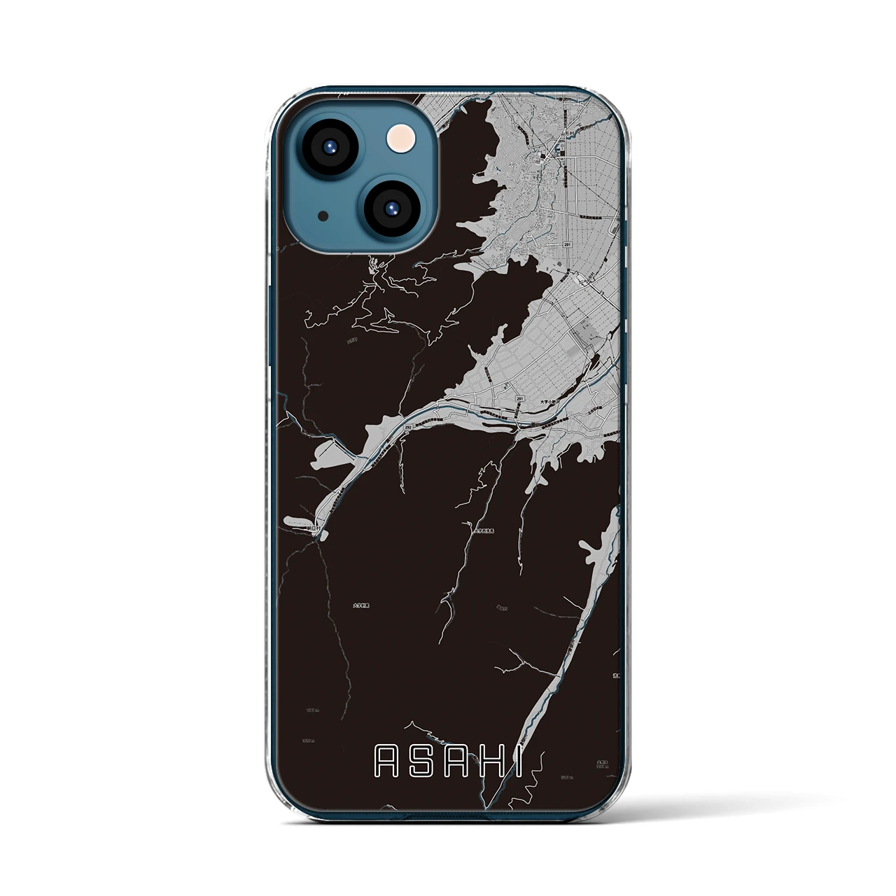 【朝日（長野県）】地図柄iPhoneケース（クリアタイプ）