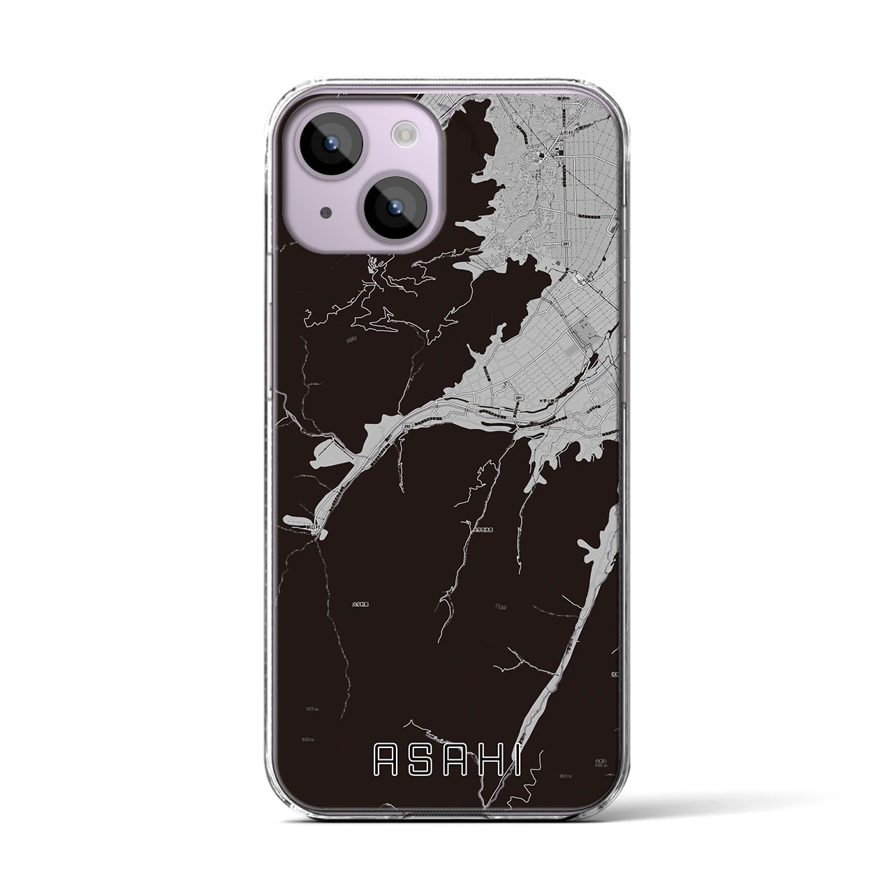 【朝日（長野県）】地図柄iPhoneケース（クリアタイプ）