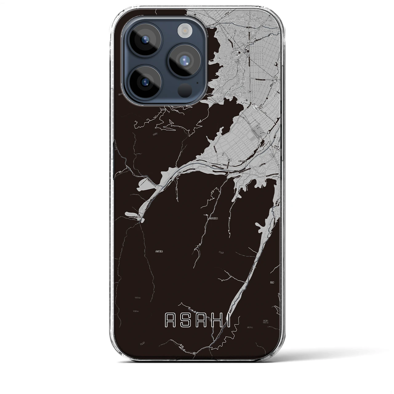 【朝日（長野県）】地図柄iPhoneケース（クリアタイプ）
