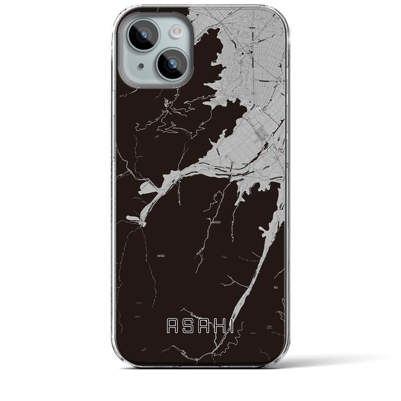 【朝日（長野県）】地図柄iPhoneケース（クリアタイプ）