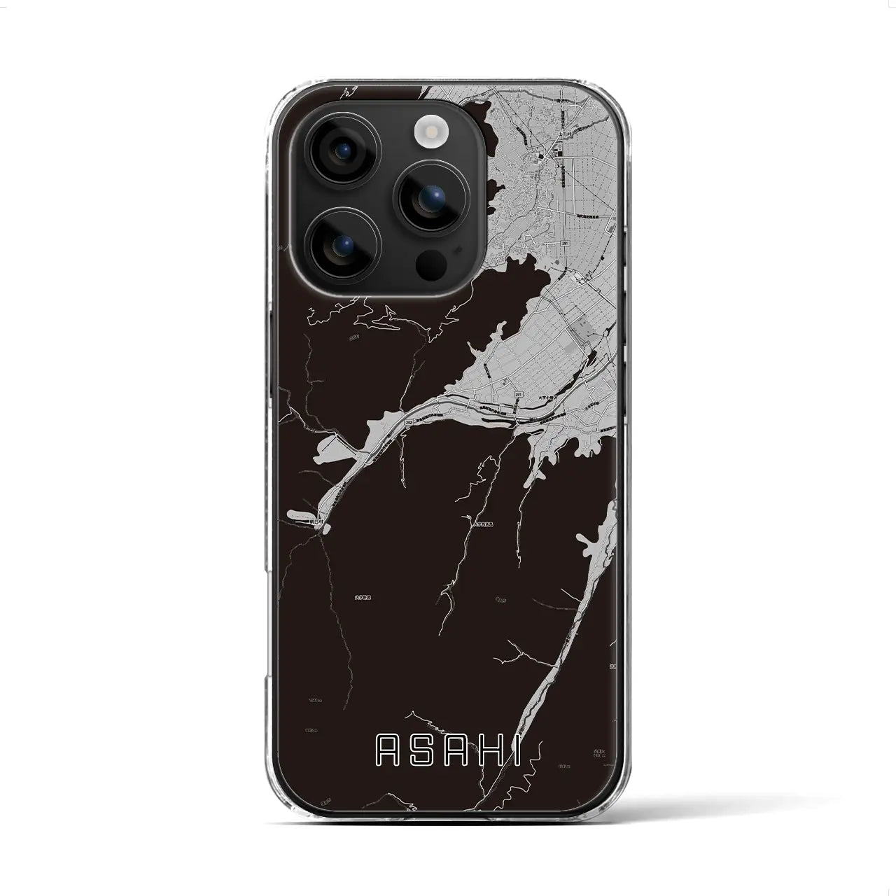 【朝日（長野県）】地図柄iPhoneケース（クリアタイプ）