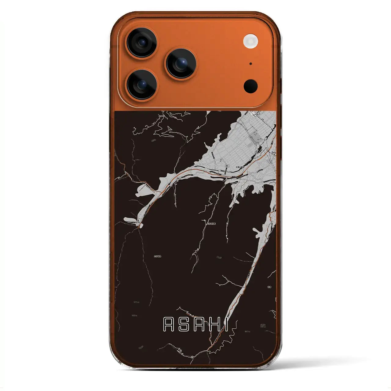【朝日（長野県）】地図柄iPhoneケース（クリアタイプ）モノトーン・iPhone 17 Pro Max 用