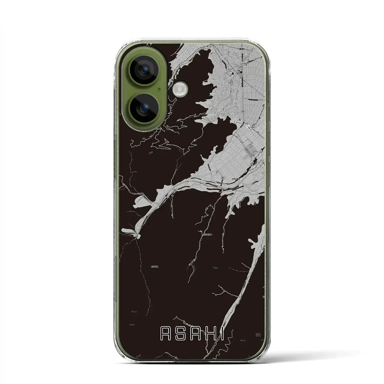【朝日（長野県）】地図柄iPhoneケース（クリアタイプ）