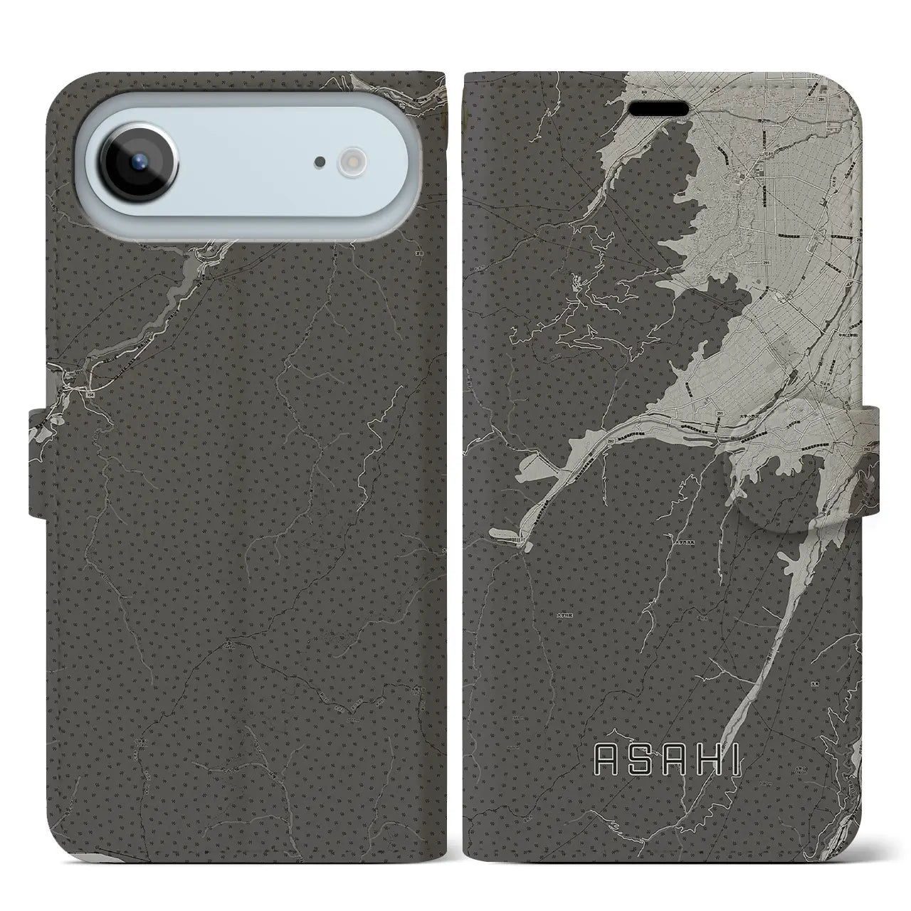 【朝日（長野県）】地図柄iPhoneケース（手帳タイプ）