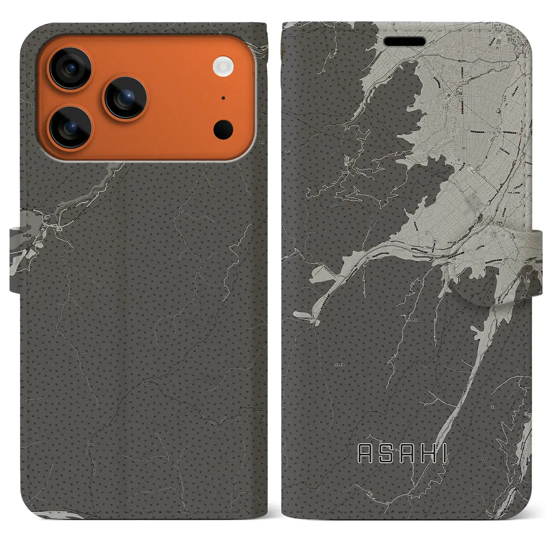【朝日（長野県）】地図柄iPhoneケース（手帳タイプ）