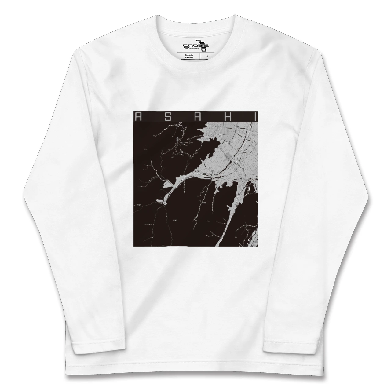 【朝日（長野県）（長野県）】地図柄ロングスリーブTシャツ