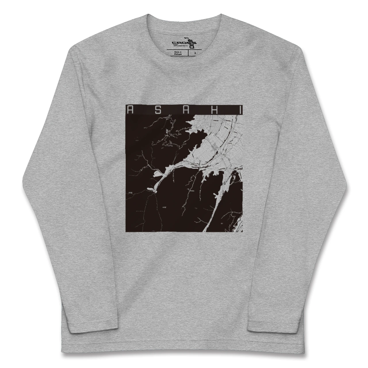 【朝日（長野県）（長野県）】地図柄ロングスリーブTシャツ