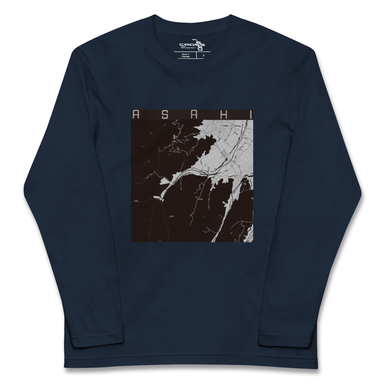 【朝日（長野県）（長野県）】地図柄ロングスリーブTシャツ