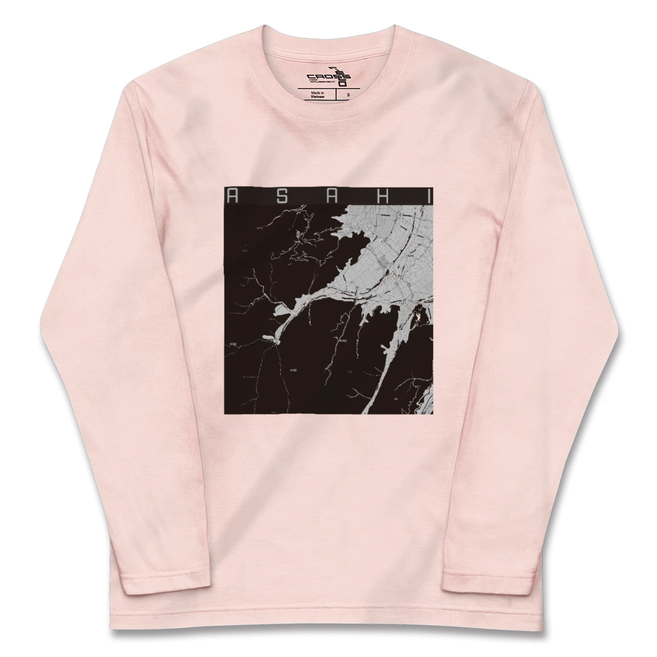 【朝日（長野県）（長野県）】地図柄ロングスリーブTシャツ