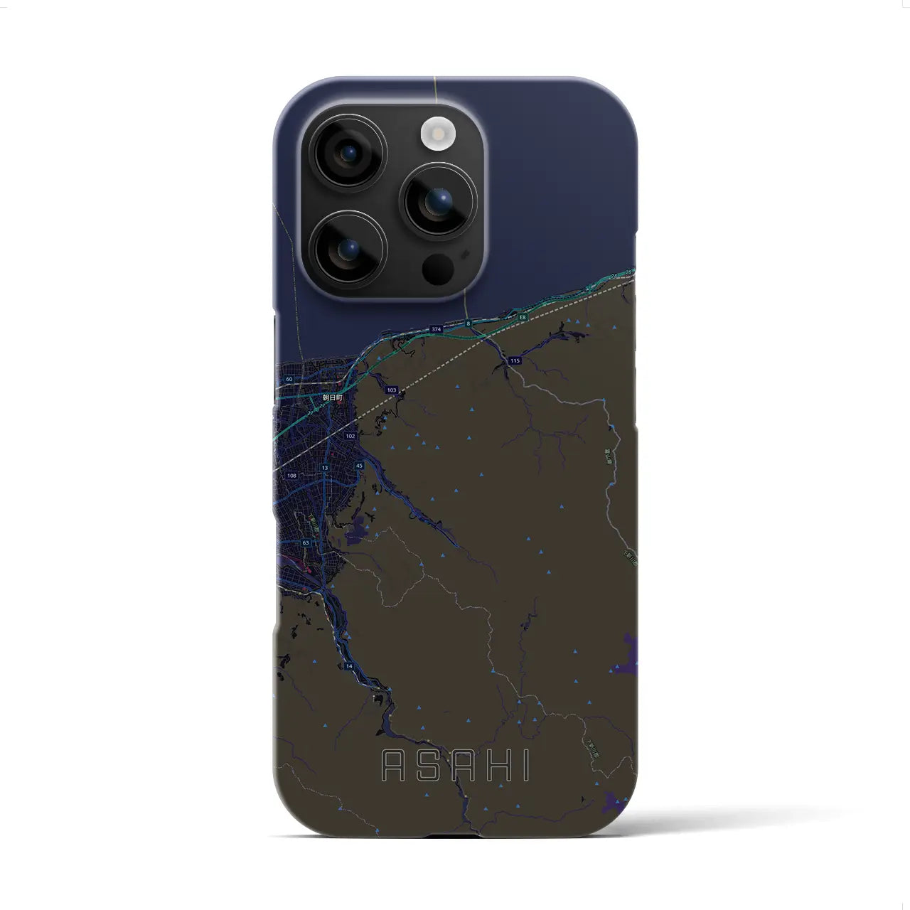 【朝日（富山県）】地図柄iPhoneケース（バックカバータイプ）